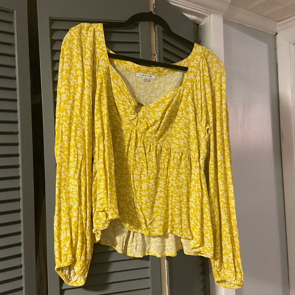 American Eagle Yellow Floral Shirt